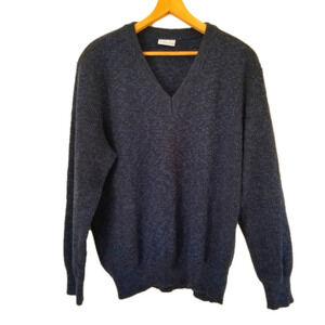Vintage Ferretti Alpaca Blend Wool V-Neck Pullover Sweater Heathered Navy Size M